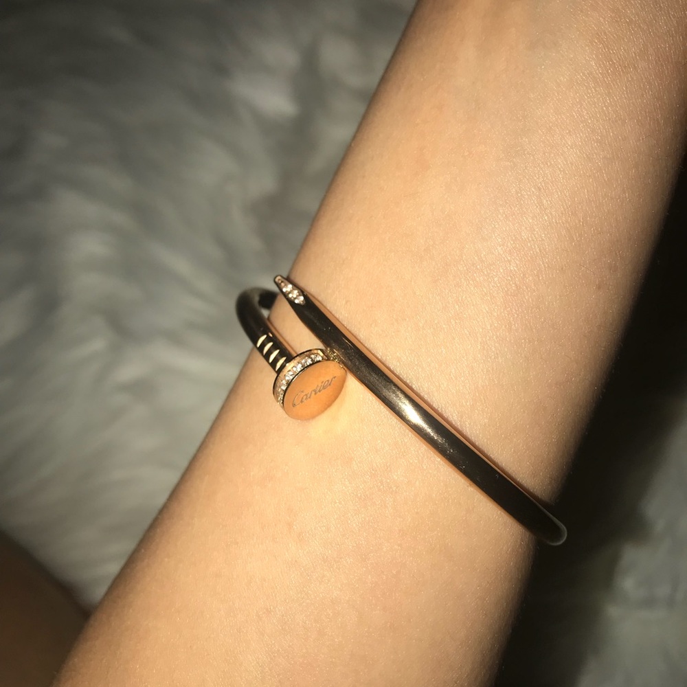 CARTIER 18K PINK GOLD 32 DIAMOND NAIL BRACELET